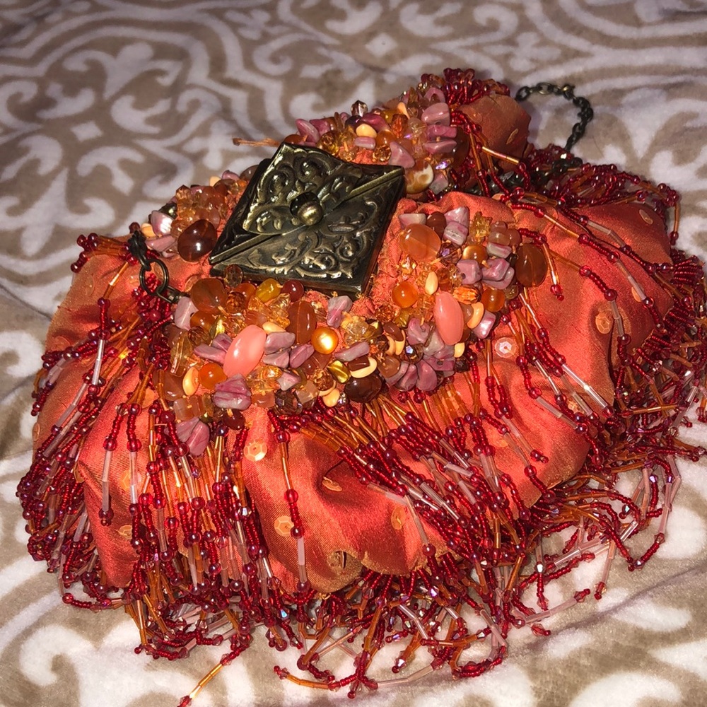 LUXURY ANTIQUE ORANGE PURSE